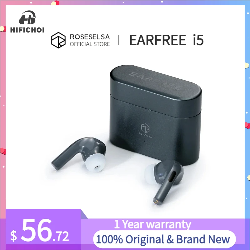 

ROSESELSA EARFREE I5 Wireless HiFi TWS Bluetooth 5.3 Earbuds Hybrid Active Noise Cancellation IPX5 LDAC Exercise game headphones