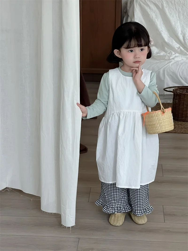 Lace Plaid Pants 2025 Spring and Summer New Korean Simple Fashion Casual Plaid Lace Pants Kids Clothes - Image 5