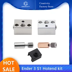 Ender 3 S1 Heat Block Thermistor Heater Copper Plated Bimetal Heatbreak Nozzle Throat Sock Ender 3 S1 PRO Sprite Extruder