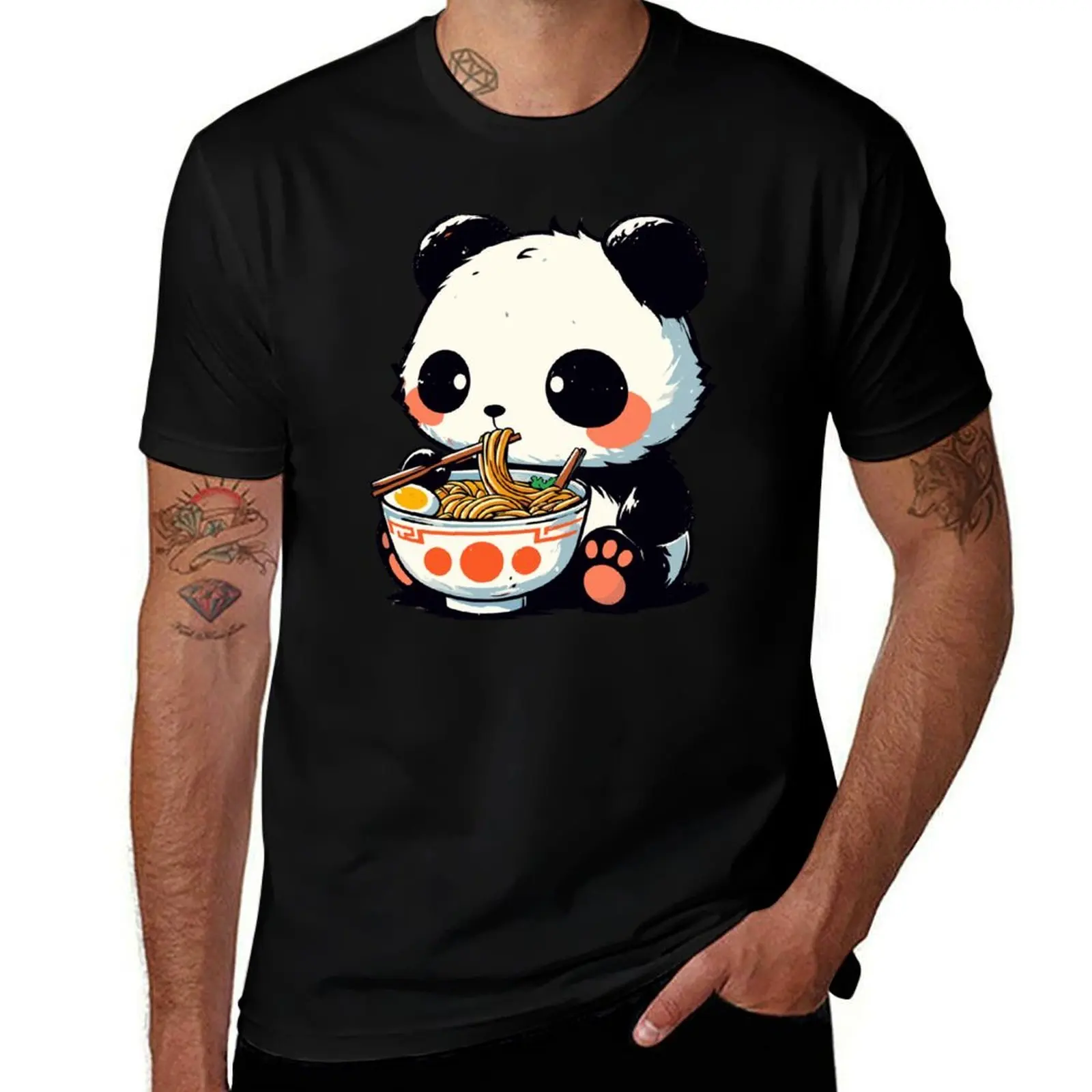 

Kawaii Ramen Panda T-Shirt cotton t shirts man 100% t shirts for man graphic funny