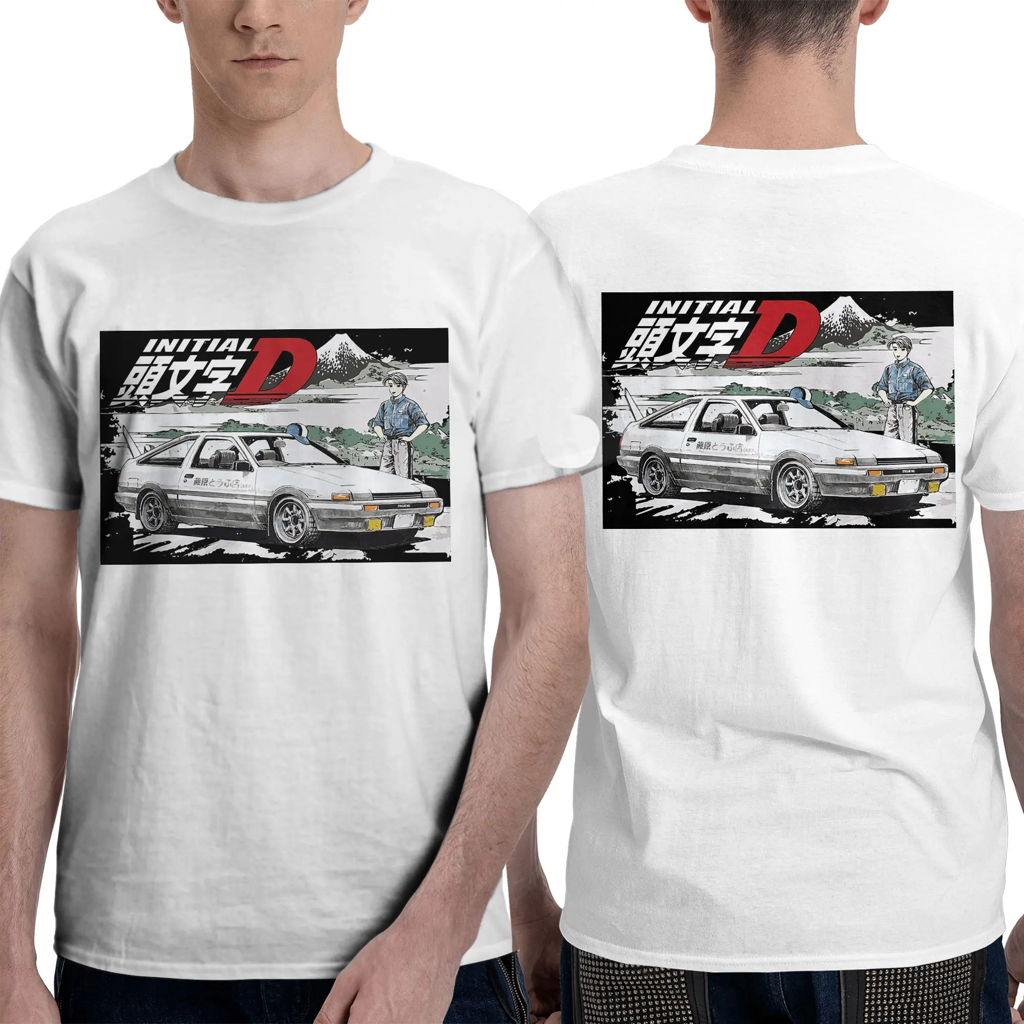 Initial D Deep Forest Drifting AE86 Takumi Raceway Men T-Shirt Classic  T Shirts Men's Round Neck Cotton Tees Short Summer Male