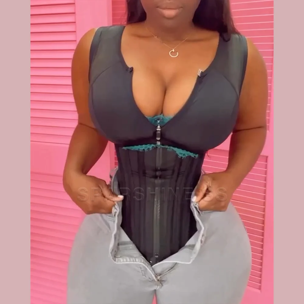 Faja Full Body Curvy Body Shaper Podwójna kompresja Shapewear Pas Trzy haczyki i zamek błyskawiczny z przodu Wyszczuplająca bielizna redukująca