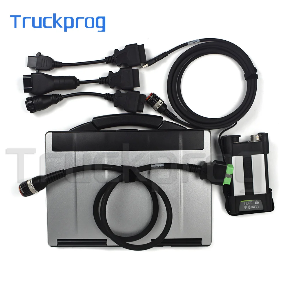 For VOCOM II 88830400 PTT 2.8 Tech Tool for Renault Excavator Truck Diagnostic Tool+CF53 Laptop