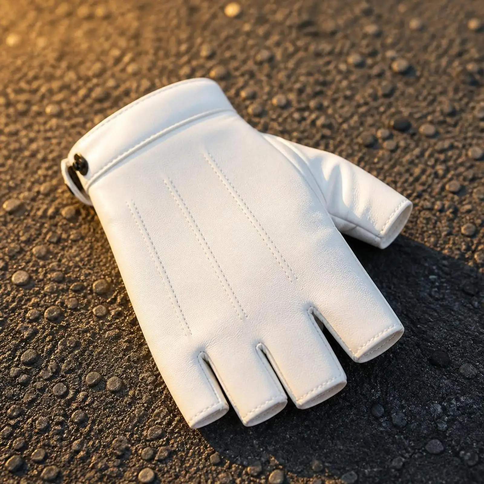 Men Fingerless Gloves PU Leather Half Finger Motorcycle Cycling Gloves Driving Gloves Breathable Short Cuff for Outdoor Sports