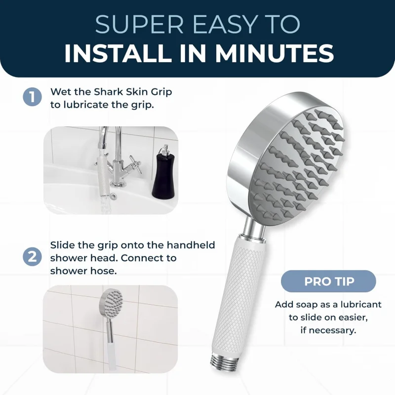 Shark Skin Grip Compatible 1-Spray Handheld Shower – Slip-Free