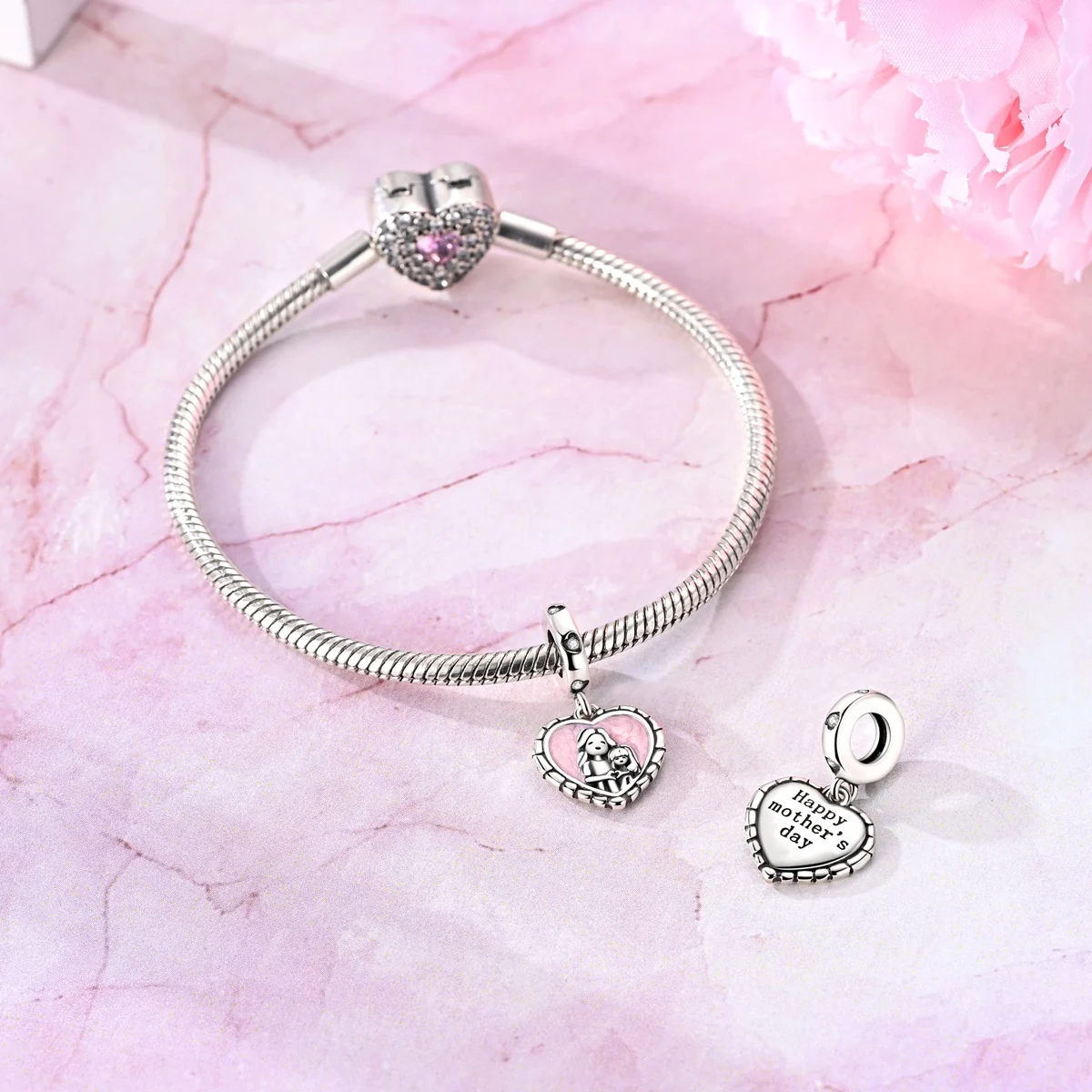 New 925 Sterling Silver Mother and Child Hugging Bead Bracelet, Suitable for Mother's Day Gifts, Commemorating Parent-Child Rela