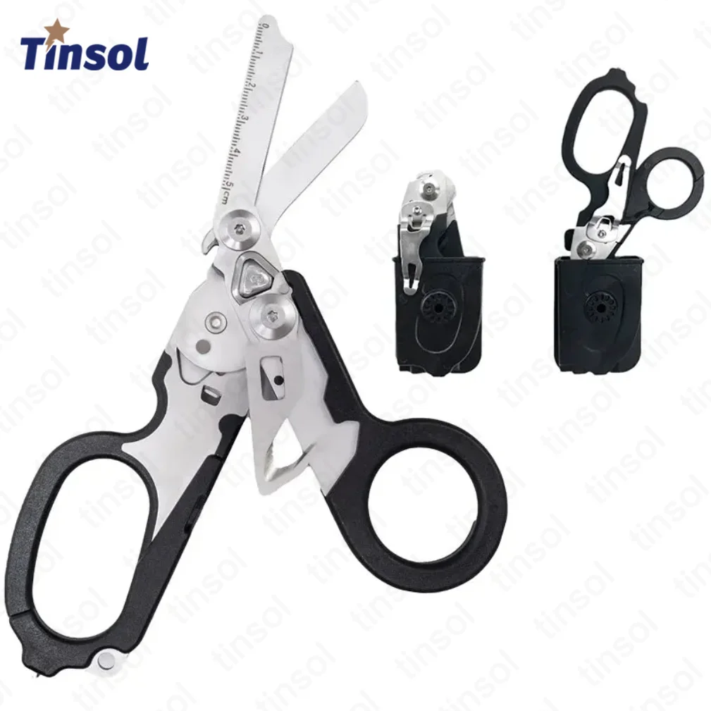 

TINSOL Raptor Emergency Response Shears Multifunctional Medical Scissors First Aid with Strap Cutter Glass Breaker and Holster