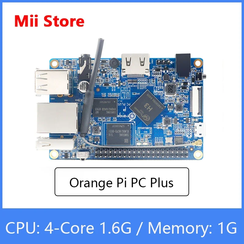 Orange Pi PC Plus Board RAM 1G with 8GB Emmc Flash Mini Open-Source Single Board Support 100M Ethernet Port/Wifi