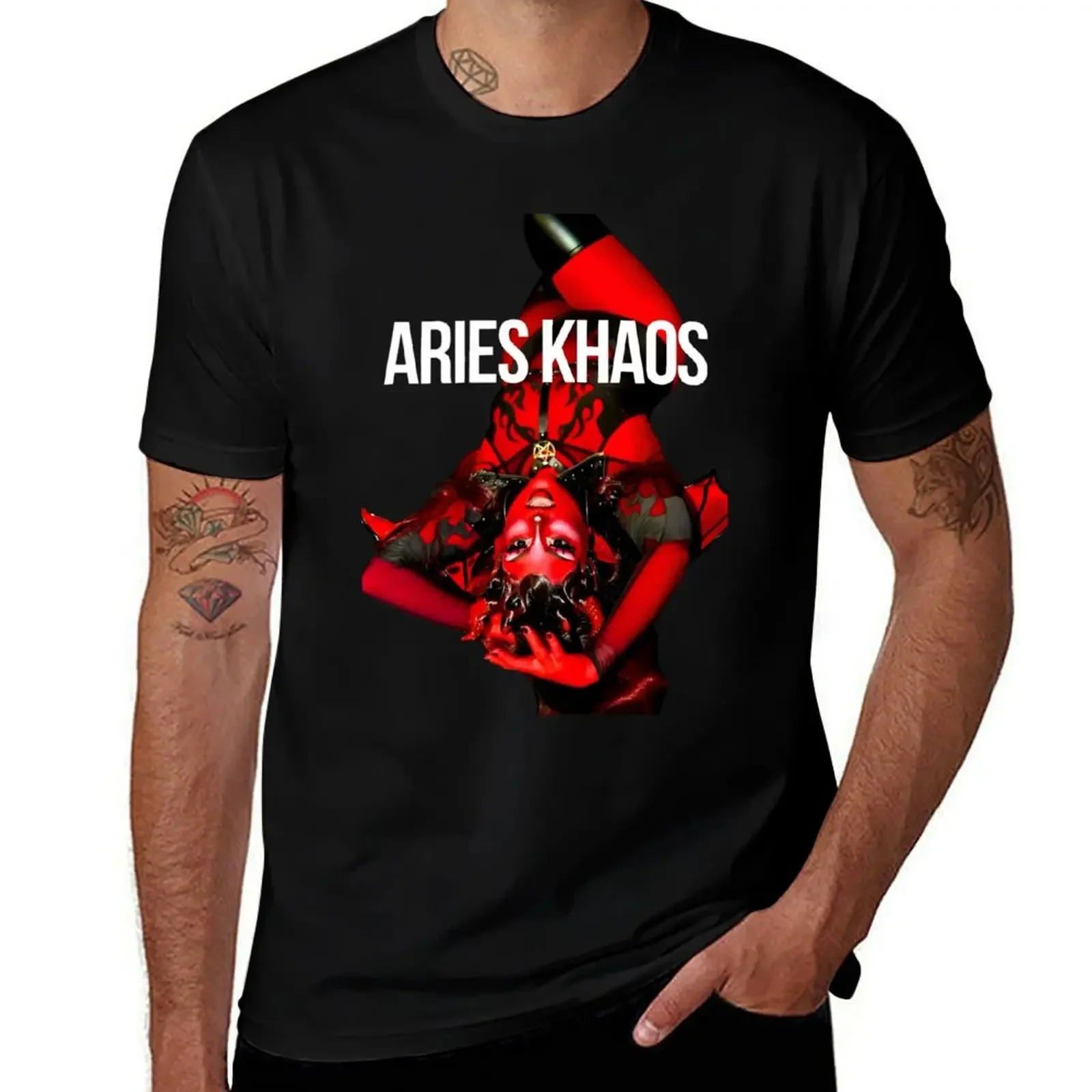 Aries Khaos Upside Down T-Shirt Blouse anime figures mens vintage t shirts