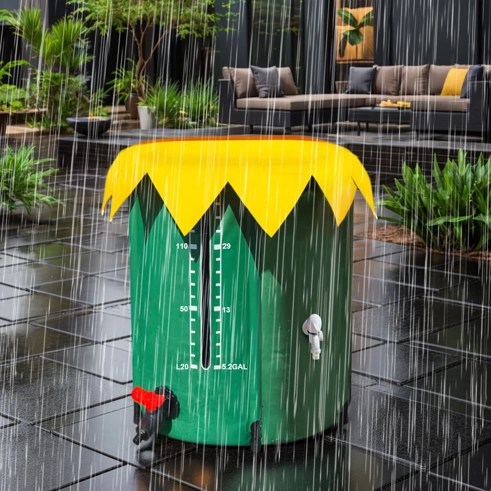 

52 Gallon Rain Barrel Collapsible PVC Rain Collection System with Three Spigots Water Barrel Collector
