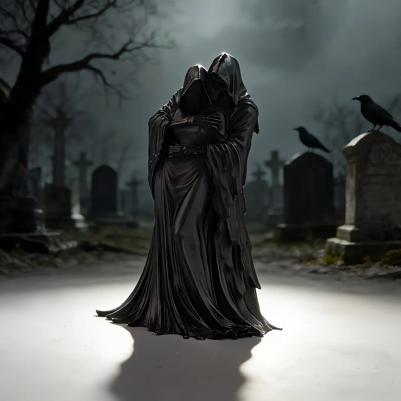 Grim Reaper Embrace Statuen-Dekoration, Sammlerfiguren, Ornamente für Zuhause, Regal und Schreibtisch, gotische Totenkopfskulpturen – Detail 4