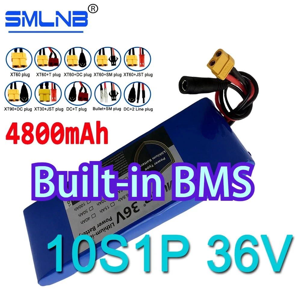 

4800mAh 10S1P 36V Battery Pack 18650 Lithium Li-ion Rechargeable Batteries Electric Car Bicycle Scooter 20A BMS 500W