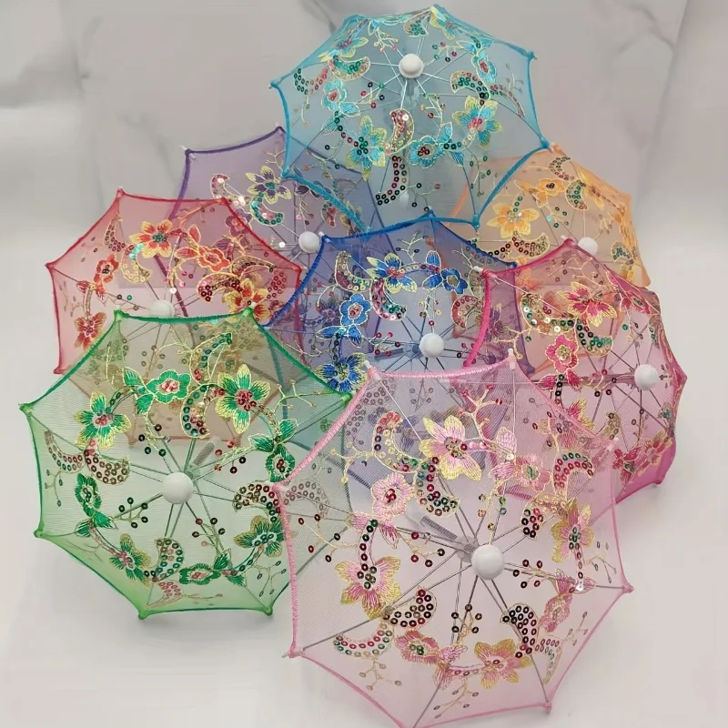

8pack Decorative Mini Lace Umbrellas Foldable Craft Stainless Steel Frame Umbrella Photography Props Dance Studio Home Decortion