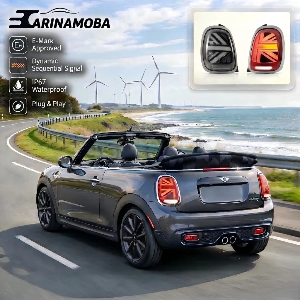 Luci Posteriori a LED CARINAMOBA per MINI Cooper F55 F56 F57 2014-2019 con Indicatori di Direzione Sequenziali Dinamici e DRL, Gruppo Fanale Posteriore