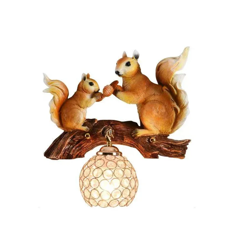 ABEL Modern Squirrel Resin Wall Lights LED Creative Crystal Indoor Sconce Lamp For Home Living Room Corridor Decor