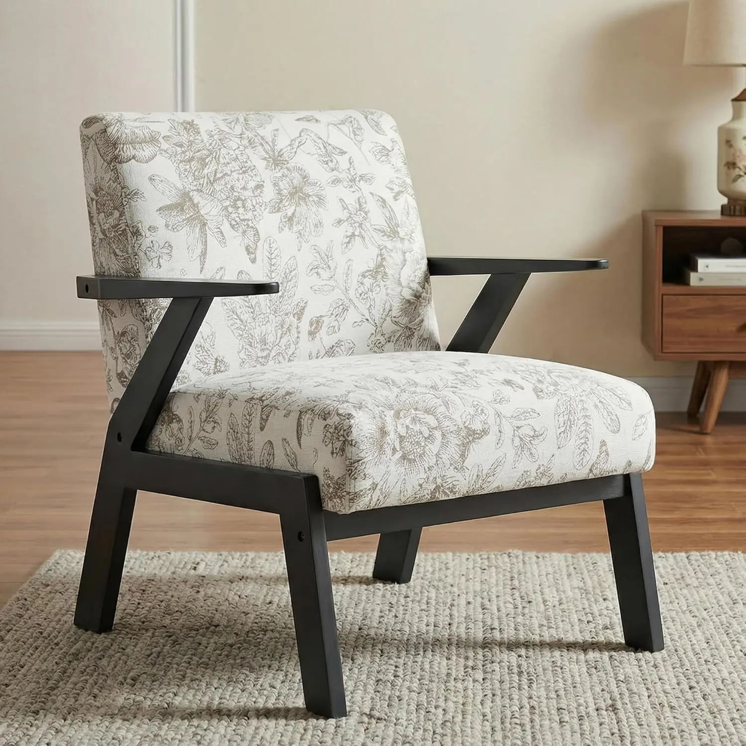 

Accent Chair, Ergonomic Armchair with Sturdy Solid Legs, Soft Upholstered Single Leisure Chair for Living Room, Customized