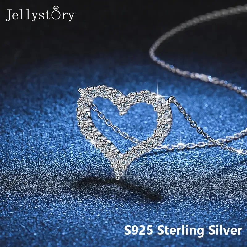 Minimalist Heart Necklace Chic gift ideas for valentines Birthday  925 Silver Moissanite Pendant  Collarbone Chain for Women