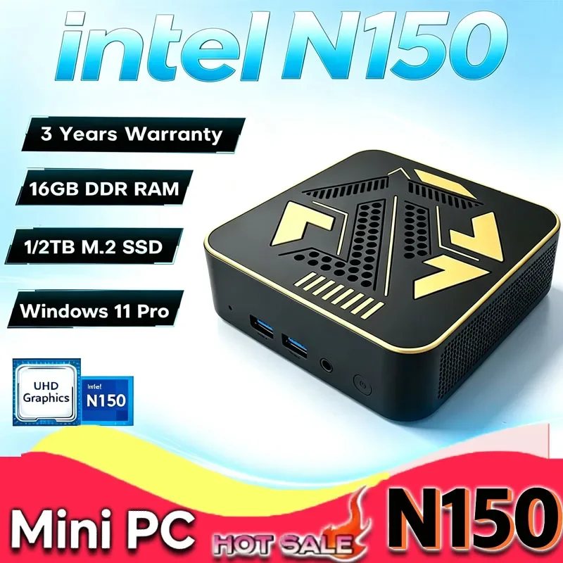 2026 Mini PC ComputerIntel Core N150 8GB16GB RAM 1TB 2TB M.2 SSD WiFi6 BT5.2 4K HD Portable Office Desktop Work PC