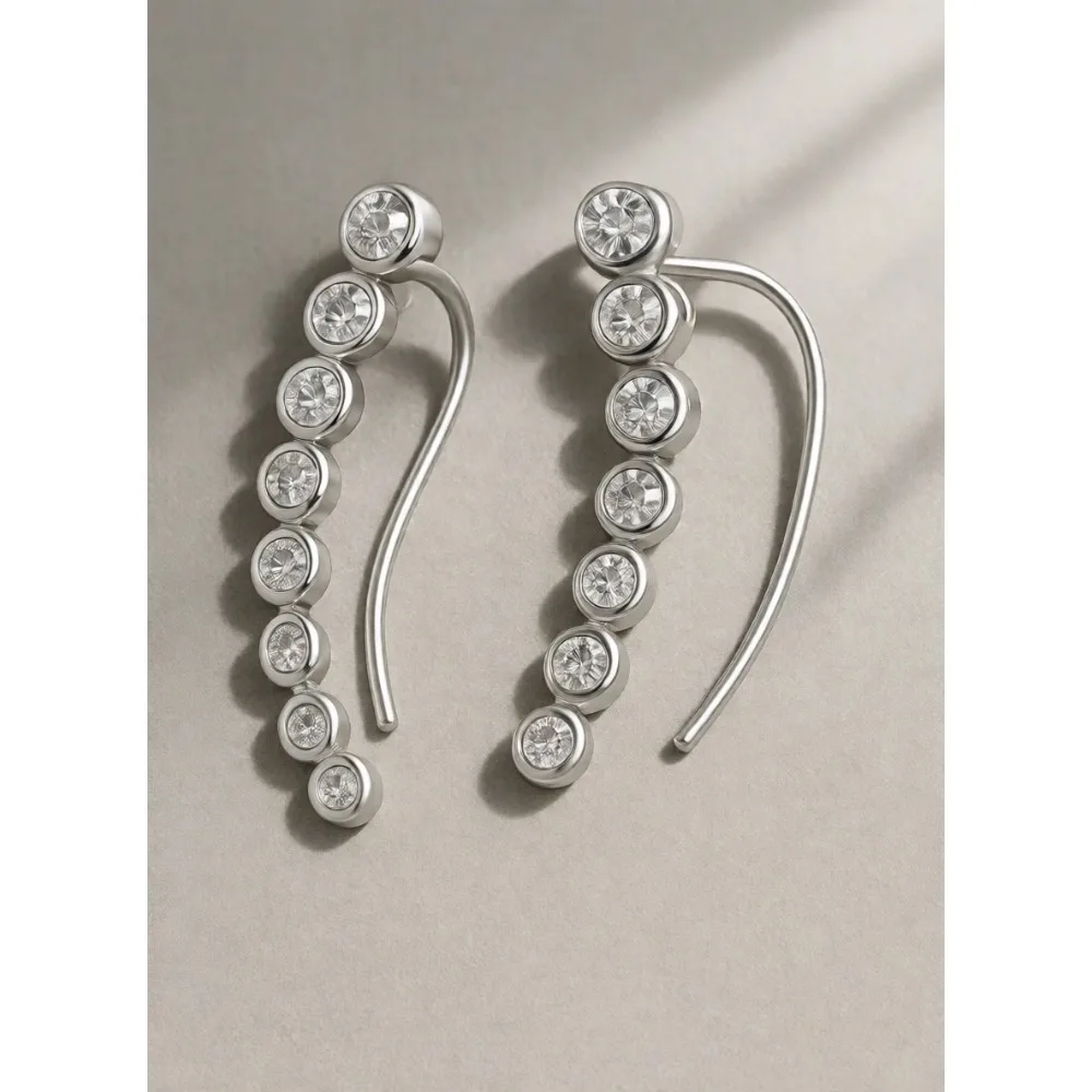 

Серьги-климберы Daily Bezel Set с белыми кубическими циркониями из стерлингового серебра