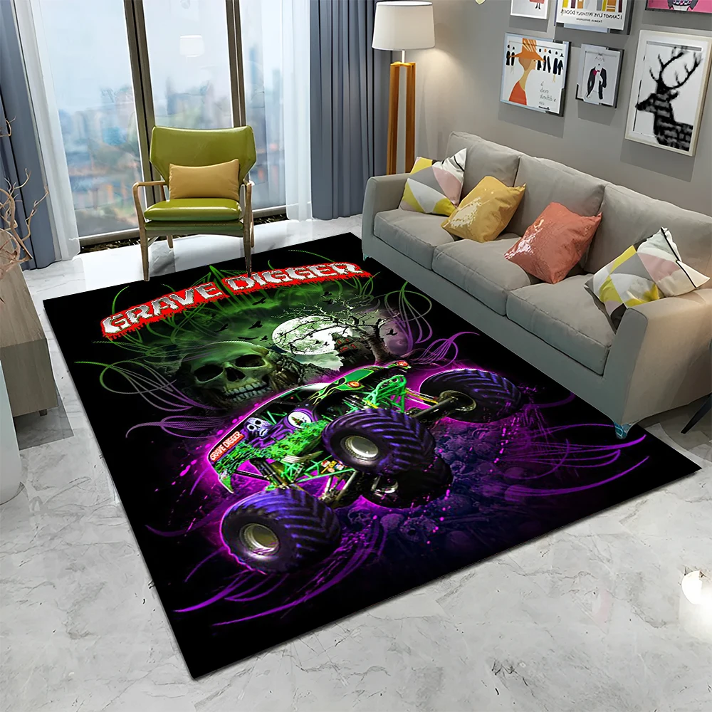 3D Monster Jam Monster Truck Cartoon Carpet Rug for Home Living Room Bedroom Sofa Doormat Decor,kids Area Rug Non-slip Floor Mat