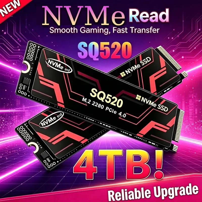 SQ520 M.2 NVMe SSD PCIe Gen4.0 x4 M.2 2280 Internal Solid State Drive High Speed Storage for Desktop Laptop Gaming PC