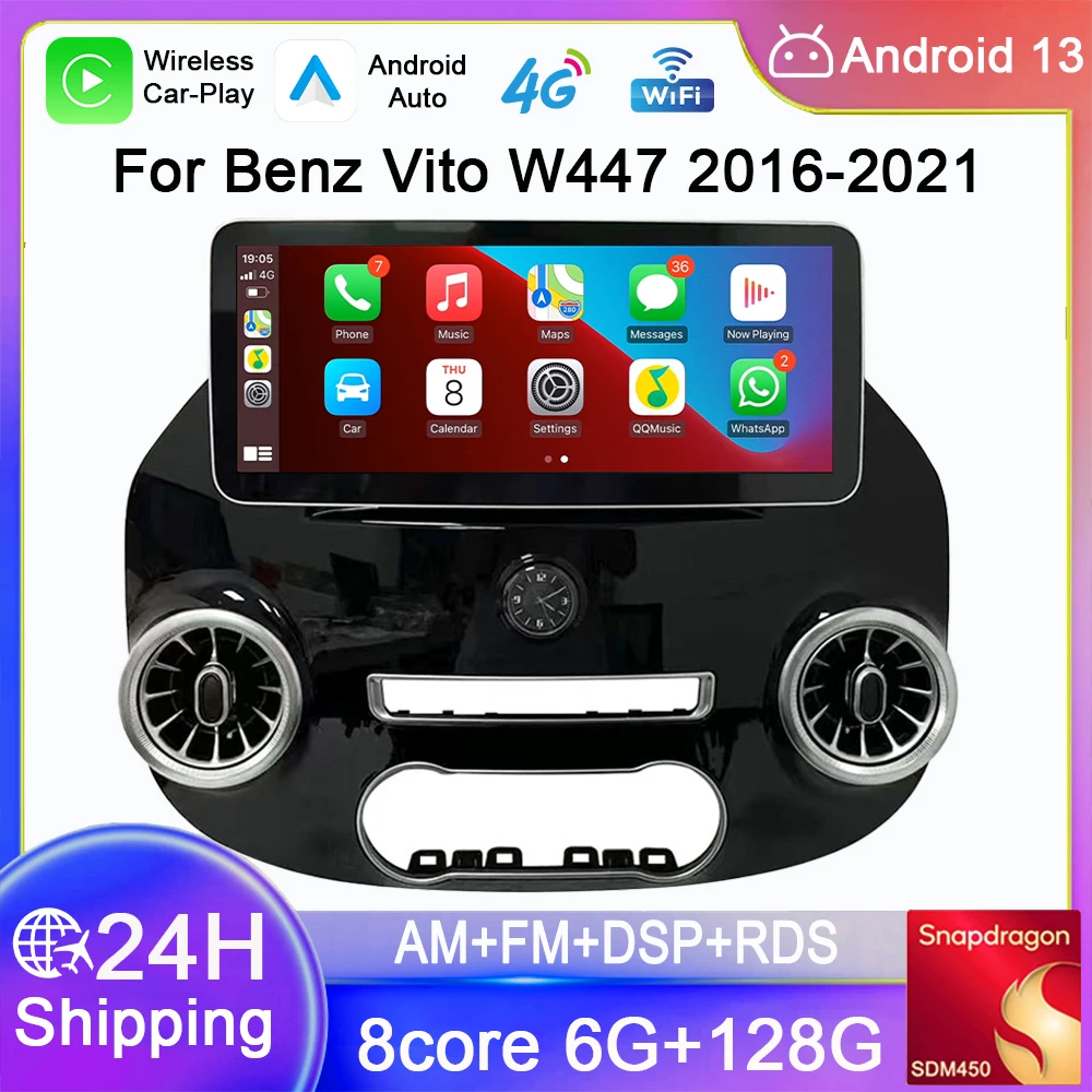 12.3 Inch Android 13 for Mercedes Vito W447 2016-2021 Car Radio Multimedia Video Player GPS Radio 4G CarPlay Navigation WIFI GPS