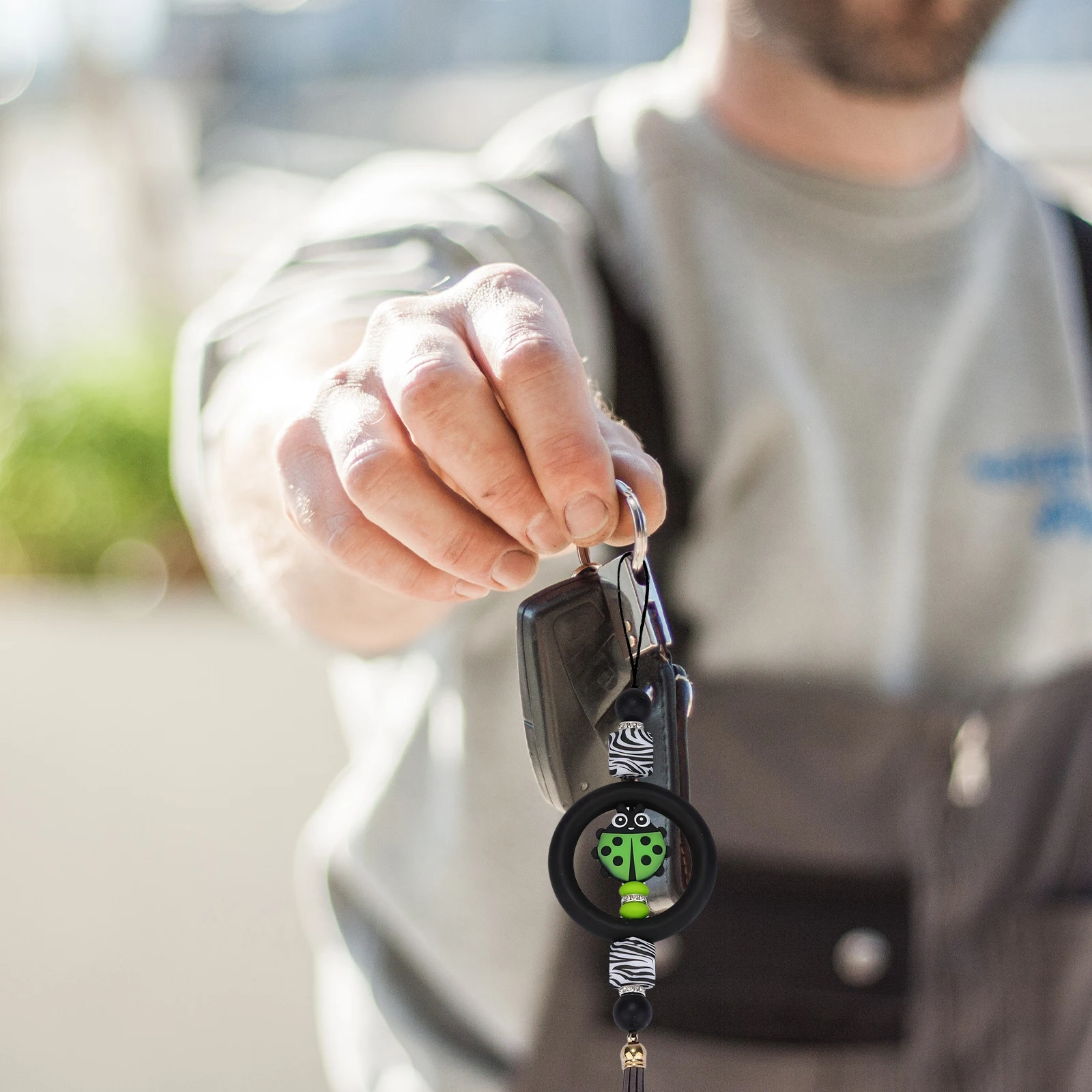 9 قطع من حلقات السيليكون لسلسلة المفاتيح DIY إطار دائري دائري أسود اللون ناعم وخفيف الوزن وتصميم آمن عصري #4