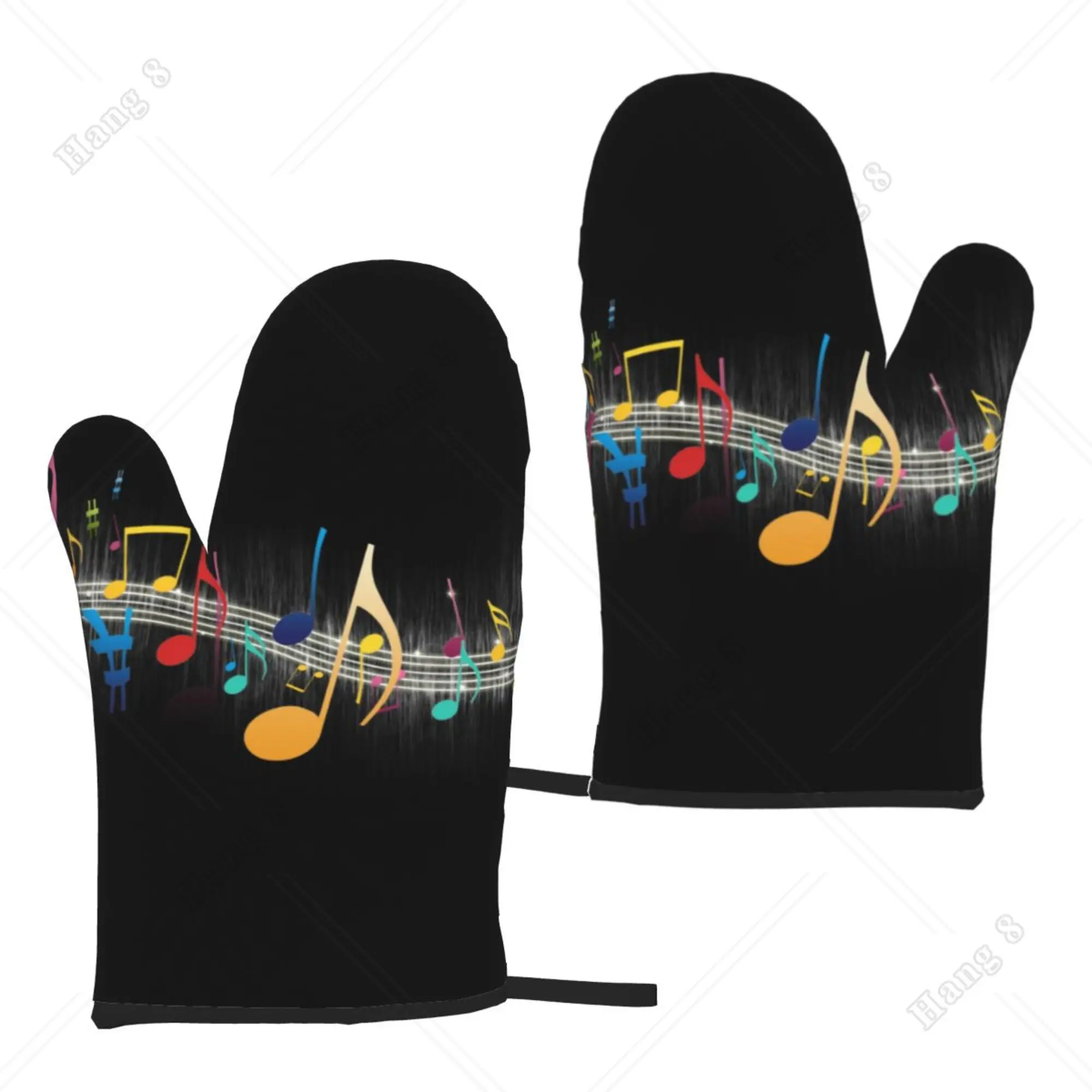 

Music Notes Kitchen Gloves Oven Gloves 2pc for Men Women Cooking Bbq Heat Resistant Print Xmas Gift One Size Cooking Gloves