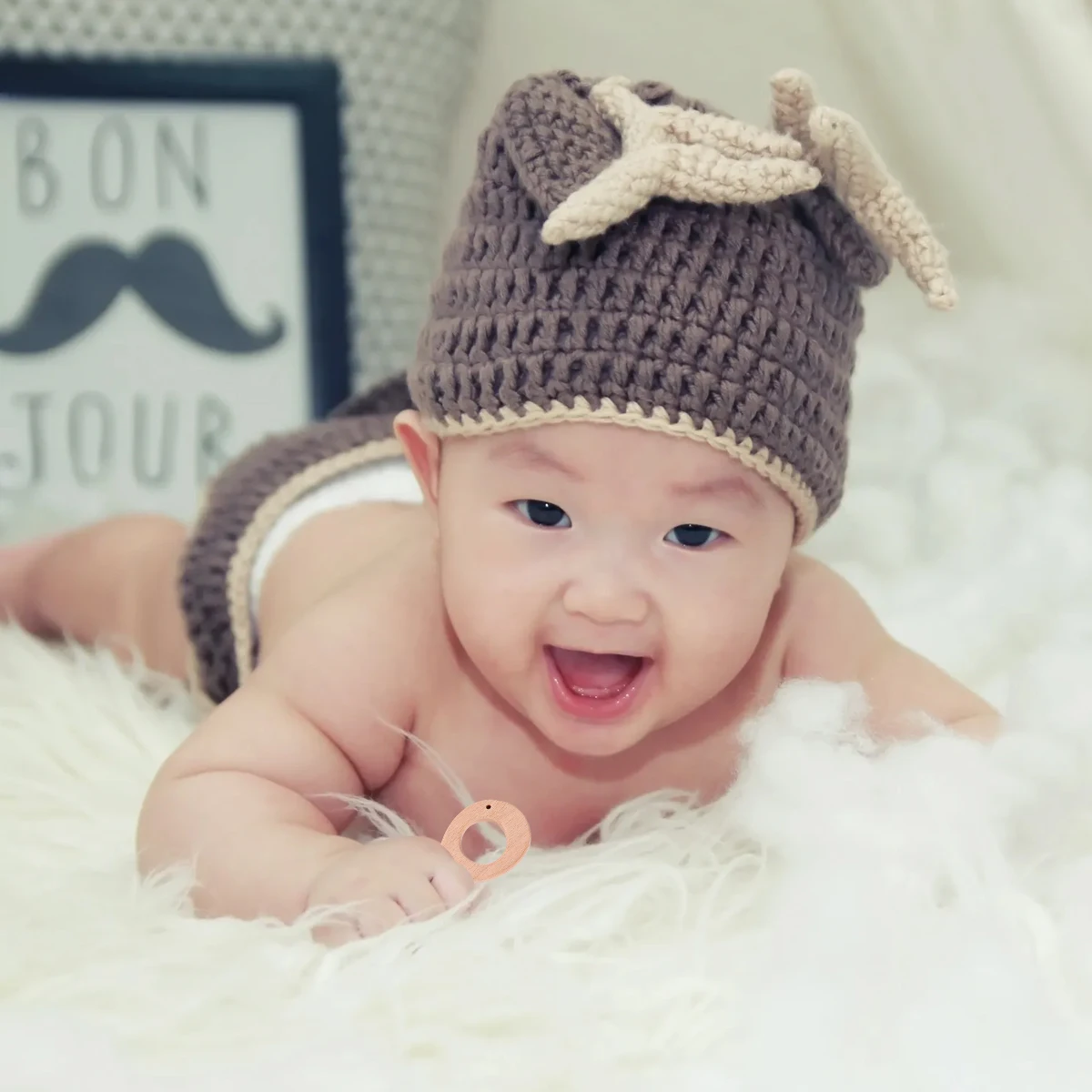 5 قطع من حلقات عضاضة خشبية للأطفال الرضع من أجل مستلزمات التسنين المريحة للتعليم المبكر