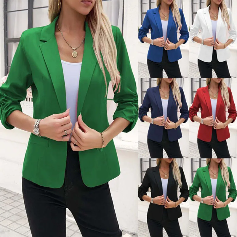 

2025 Women's 3/4 Sleeve Blazer Jacket Business Office Suit Jacket Slim Fit Spring Fall Workwear Professional Casual Formal Tops