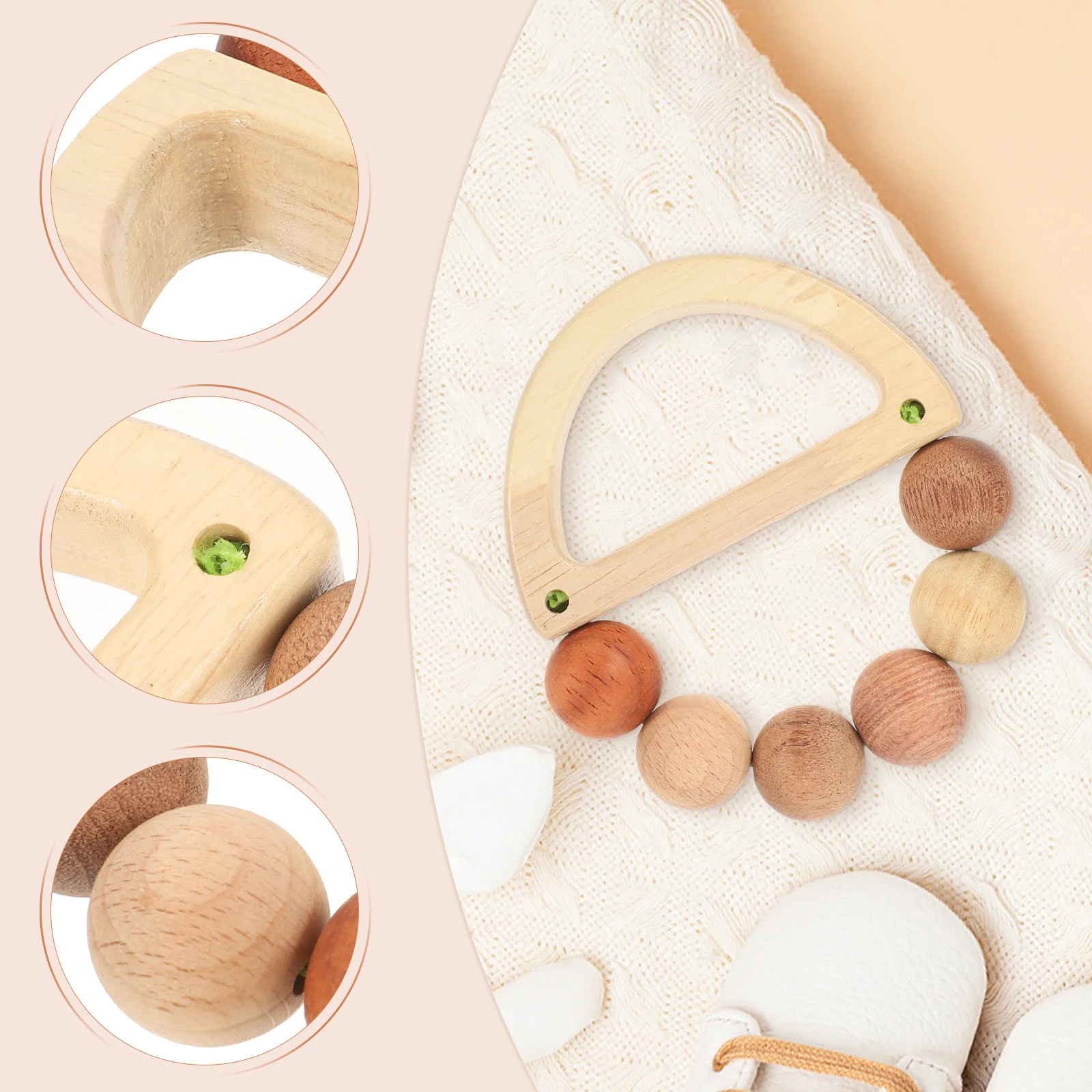 Wooden Baby Cute Shapes Grasping Educational Teether Safe Lightweight Portable Newborn Toddler Infant