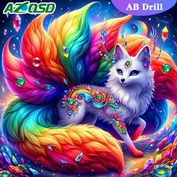 AZQSD Diamond Painting AB Drill Fox Animal Cross Stitch Kits Needlework Handicrafts Embroidery Full Square Round Home Decorative
