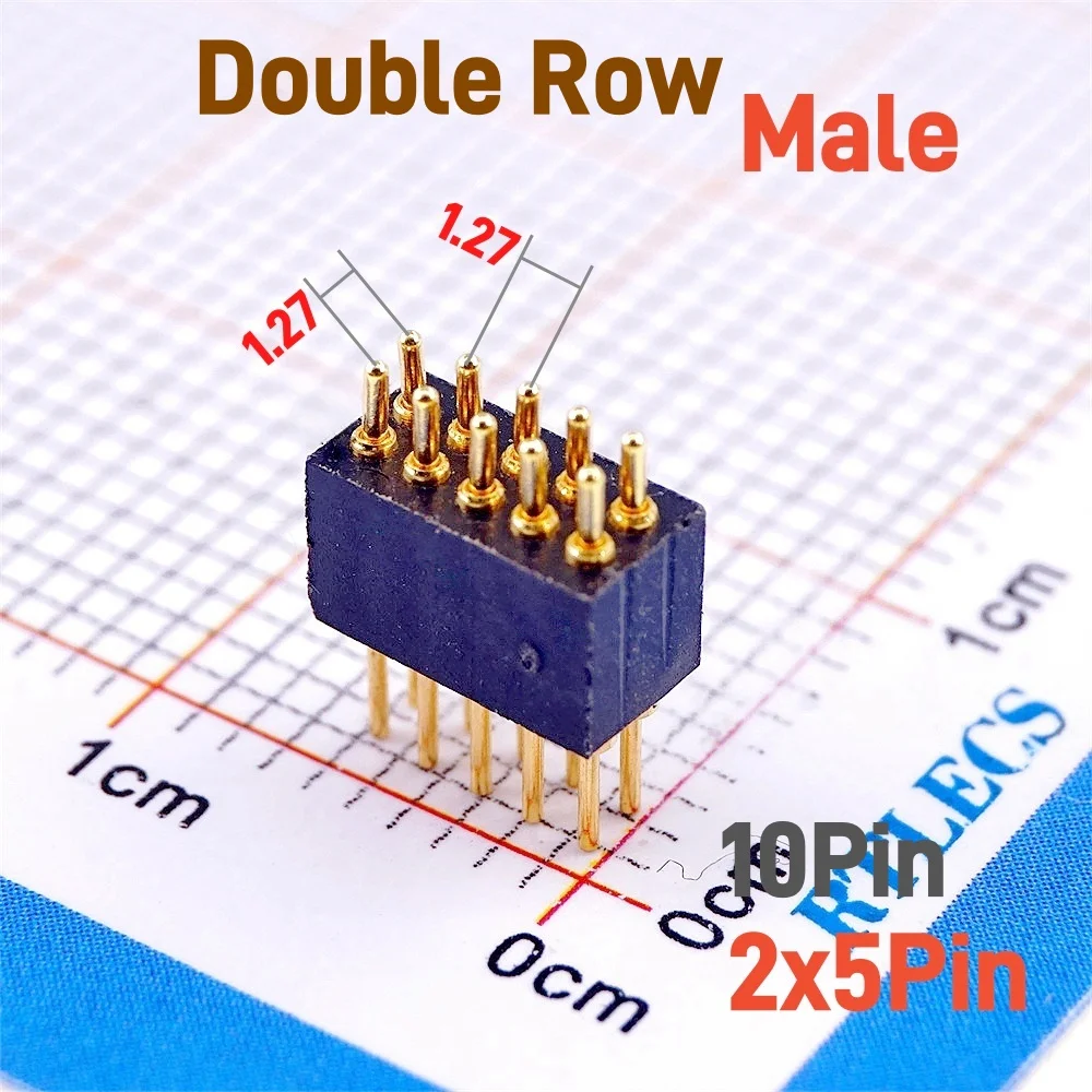 2/10 Stück PogoPin-Stecker, männlich, 1,27 mm Rastermaß, federbelastet, 2 4 5 6 8Pin weiblich, zweireihig, 10 P DIP, Durchgangslöcher, PCB, vergoldet – Detail 5