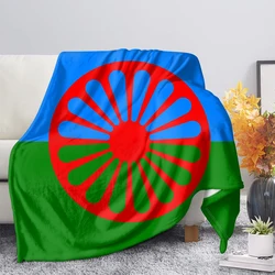 Flannel Blankets Portable Travel Warm Throw Blanket For Sofa Bed Roma Romany Traveller Flag Print Plush Thin Quilt Bedspread