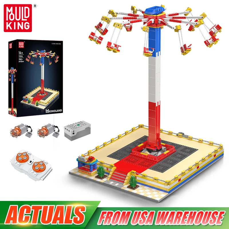 

Mould King 11016 Amusement Park Toys The Motorized Flying Swing Ride Building Block Roller Coaster Brick Kids Christmas Gift