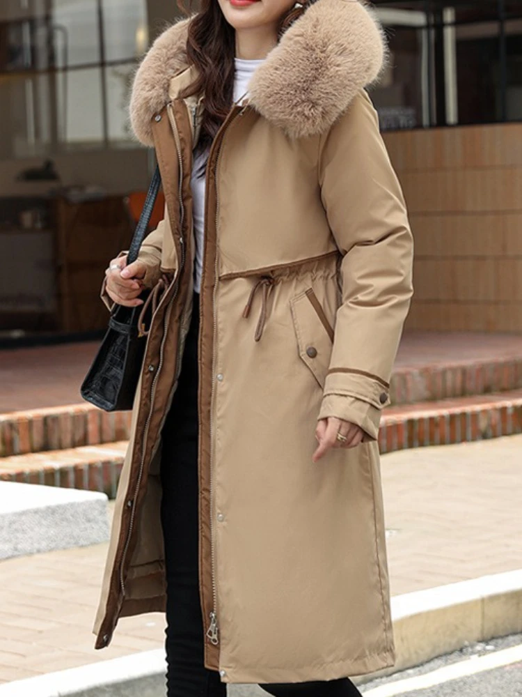 الشتاء سترات المرأة موضة جديدة الكورية فضفاضة مقنعين سميكة الدافئة عادية القطن معطف مبطّن معطف الإناث ملابس علوية سيدة عادية #2