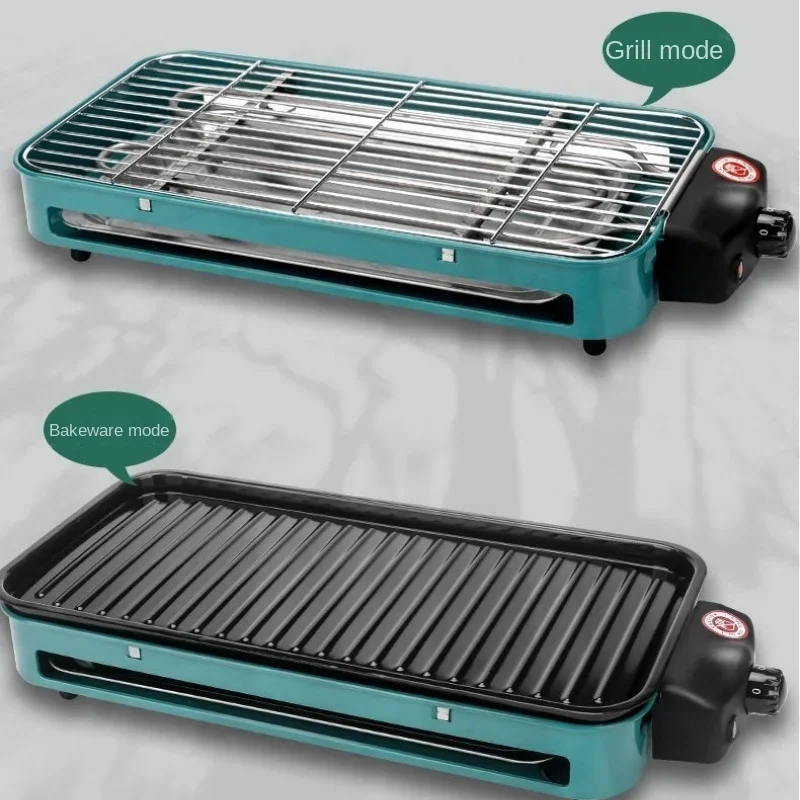 ماكينة شواء مستطيلة قابلة للفصل منزلية متعددة الوظائف 220 فولت شواء خارجي غير لاصق مع صينية خبز وشبكات ولوحة زيت