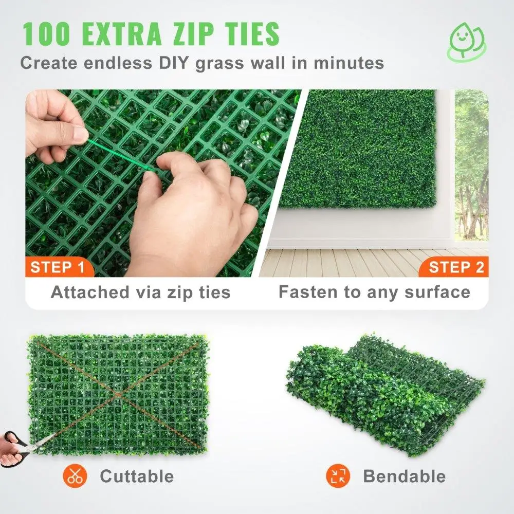 12PCS 24x16 UV-Protected Artificial Grass Wall Panels - for 32 SQ FT Boxwood Hedge Backdrop for Indoor for outdoor