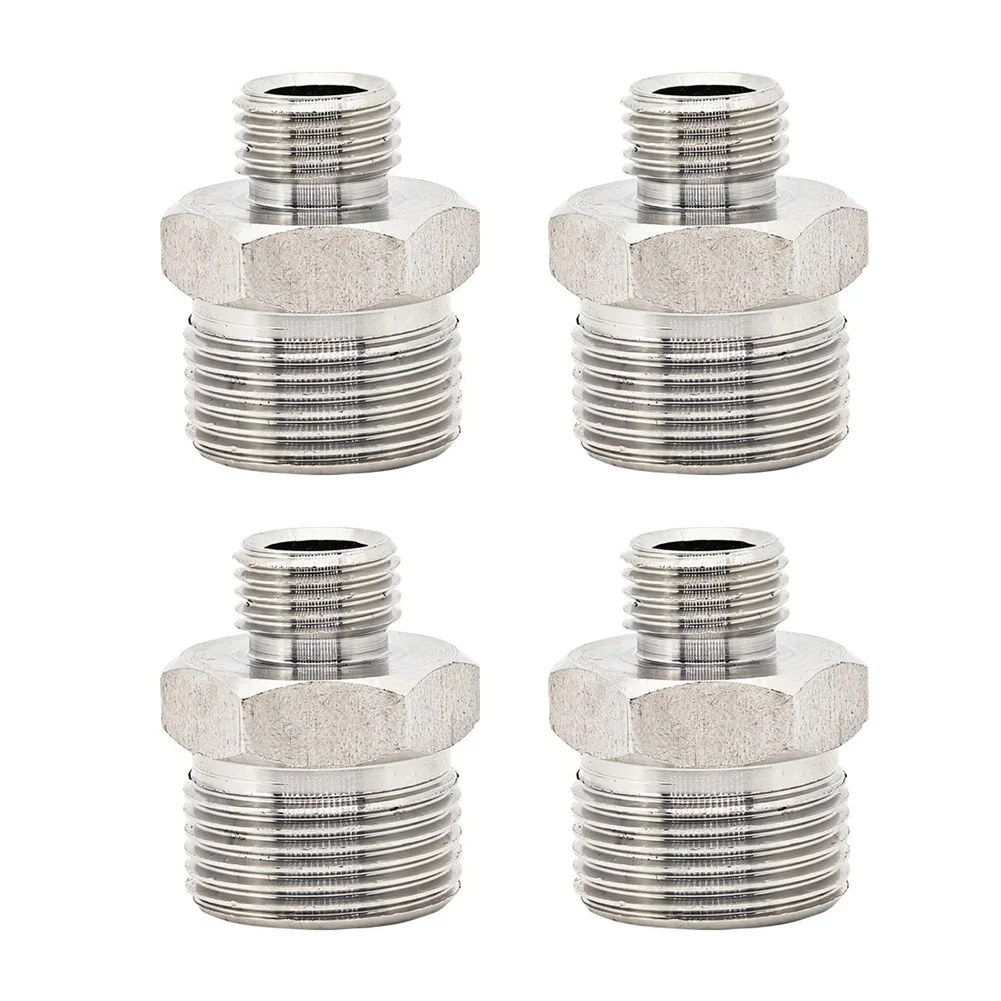 4Pcs Faucet Adapters Nut Quick Connect 1/2 Male To 3/8 Male Thread Connector Pressure Washer Adapter Nut For Sprayer And Hoses