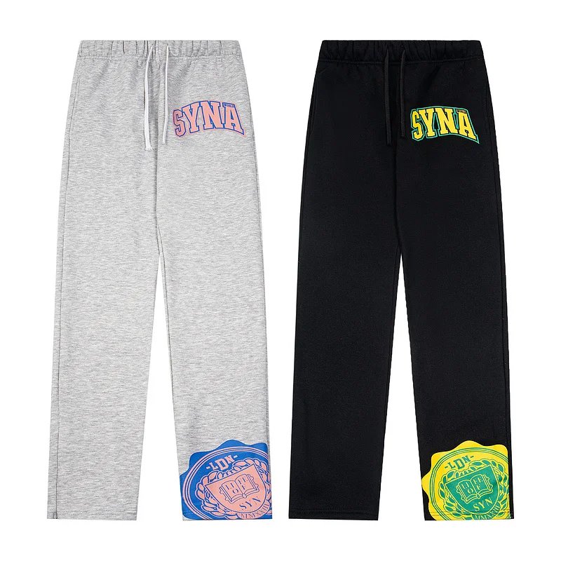

Synaworld American High Street Faion Fce Lined Dstring Straight Leg Sweatpants Autumn Winter Sport Casual Trousers