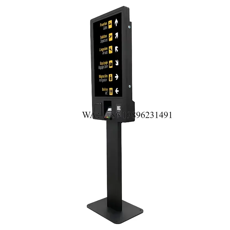 Efficient Black 32 Inch All-Aluminum Kiosk Lockable Feature for Airport Ticketing Systems Streamlined Services SDK Included