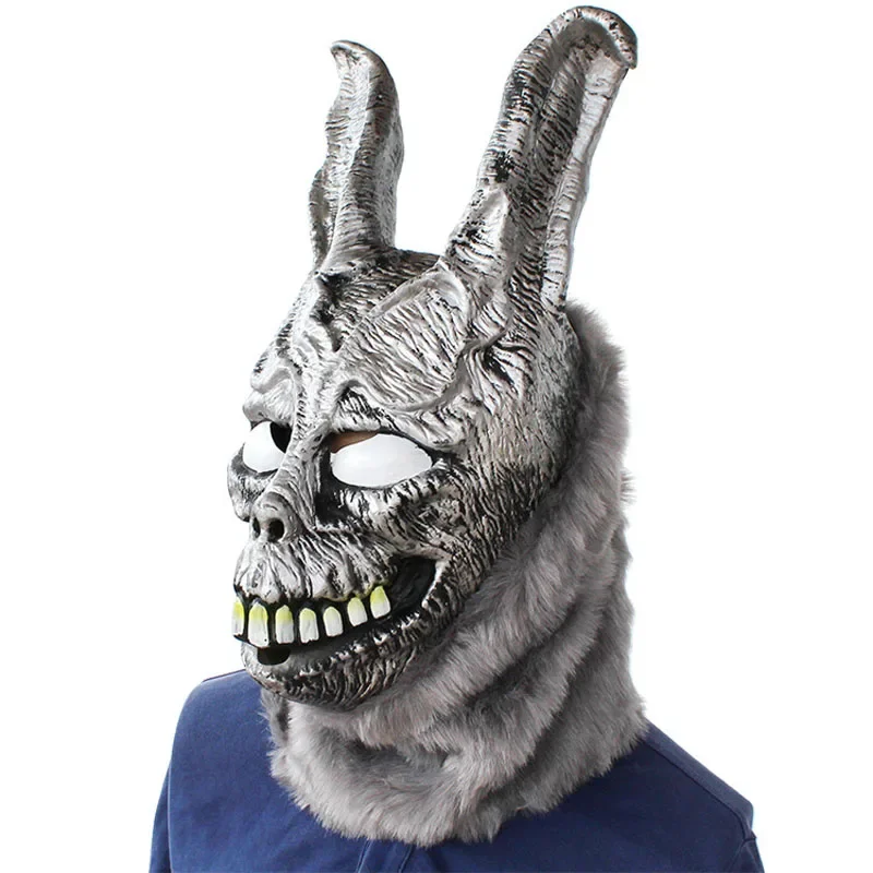 Funny Bunny Rabbit Mask Latex and Fur Halloween Costume Props Animal Masks Party Carnival Cosplay Fancy Dress Up Adults