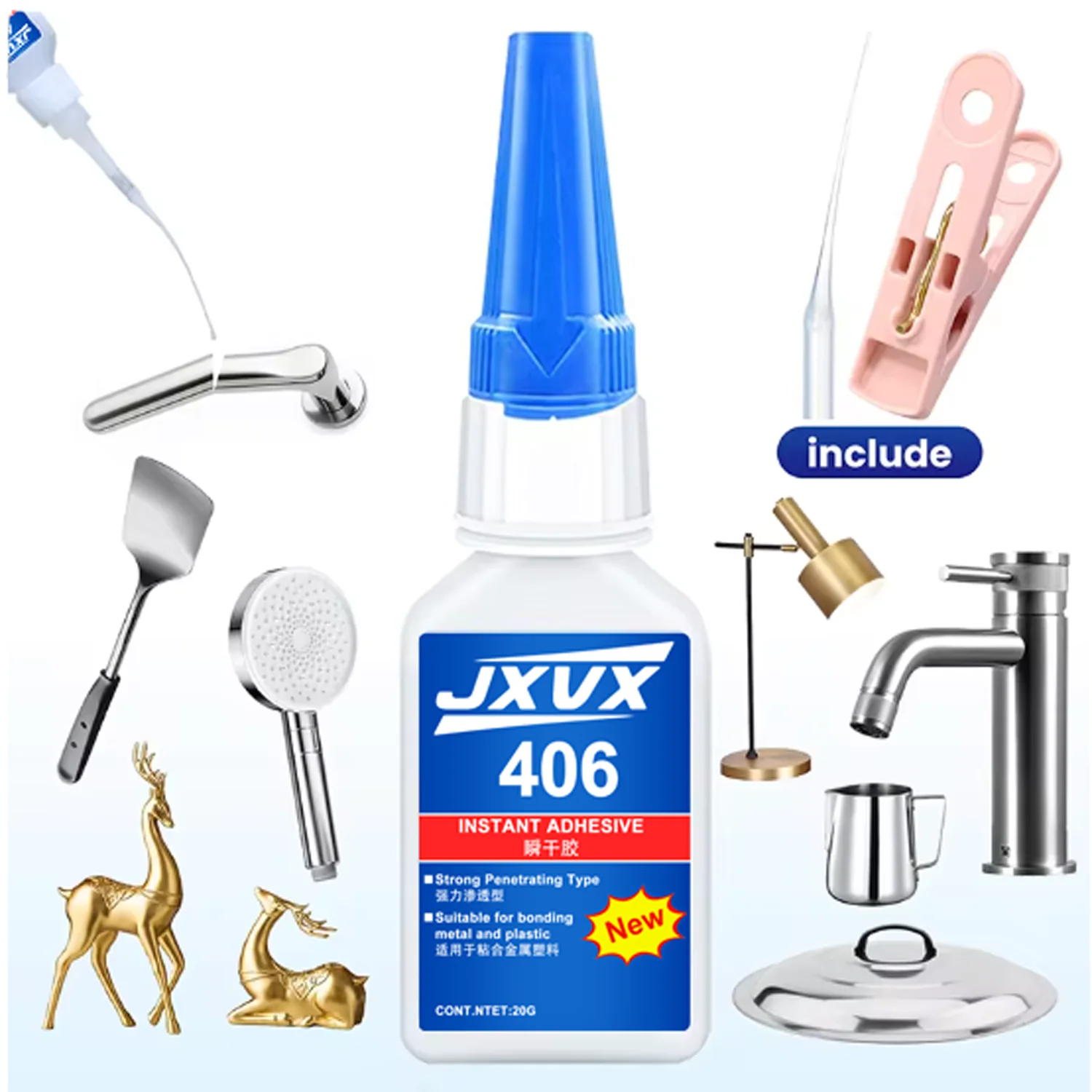 JXVX, newly updated 495, 1-10 pieces, super glue, fast drying in 5 seconds, waterproof, stable and transparent, using safe adhesive.