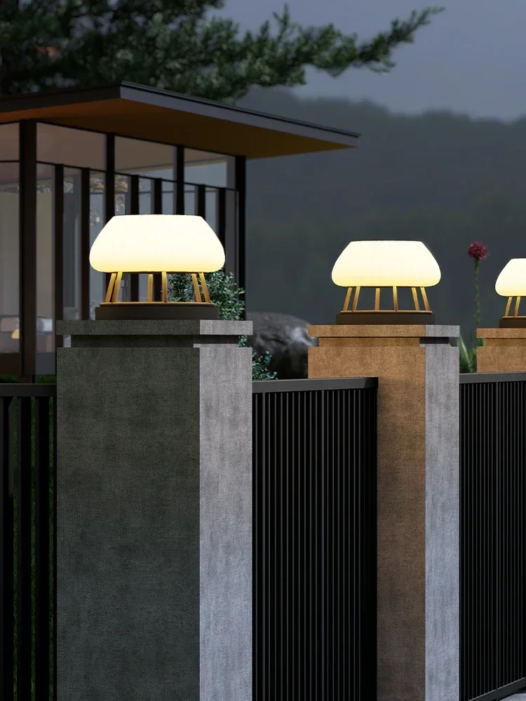 

Solar stigma lamp Outdoor waterproof stainless steel garden lamp Electric plaza villa gate wall pillar lamp