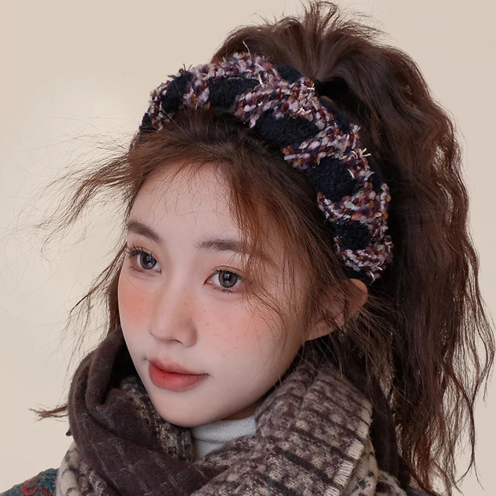 

Женская твидовая повязка на голову, мягкий и легкий стильный обруч для волос для взрослых и подростков