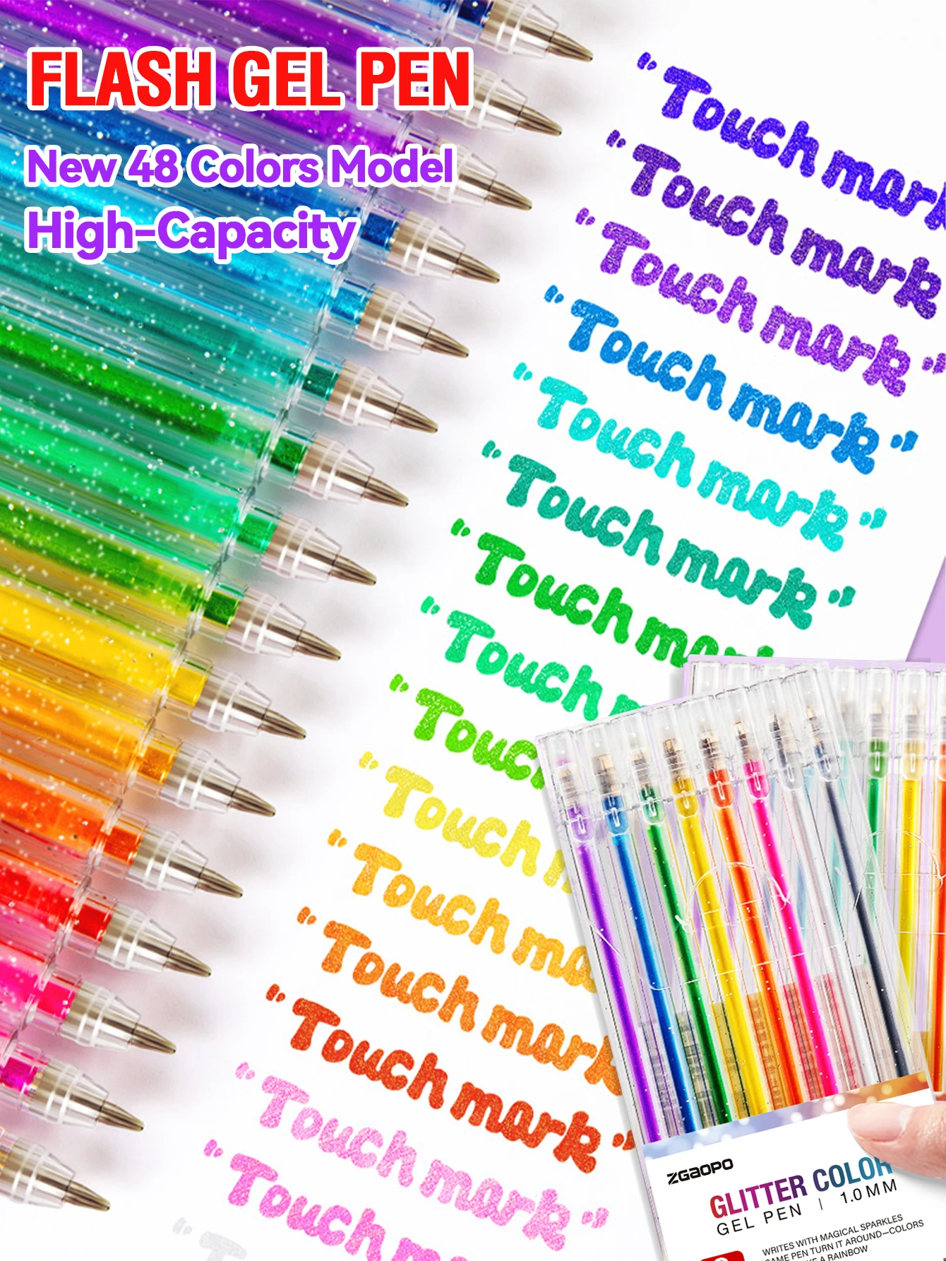8-48 Colorful Glitter Gel Pens with Shimmering Silver Light, Color-Changing, for Students' Journaling, Pearlescent Markers, Fluorescent Note-Taking, Shiny Metallic Outline, Glitter Watercolor Highlighters