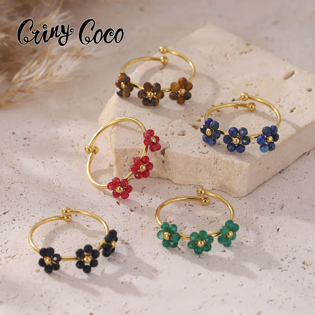 

Cring Coco Flower Ring Stainless Steel Beads Elegant Charm Simple Ring Fashion Women's Party Jewelry Gift Valentine's Day 2024