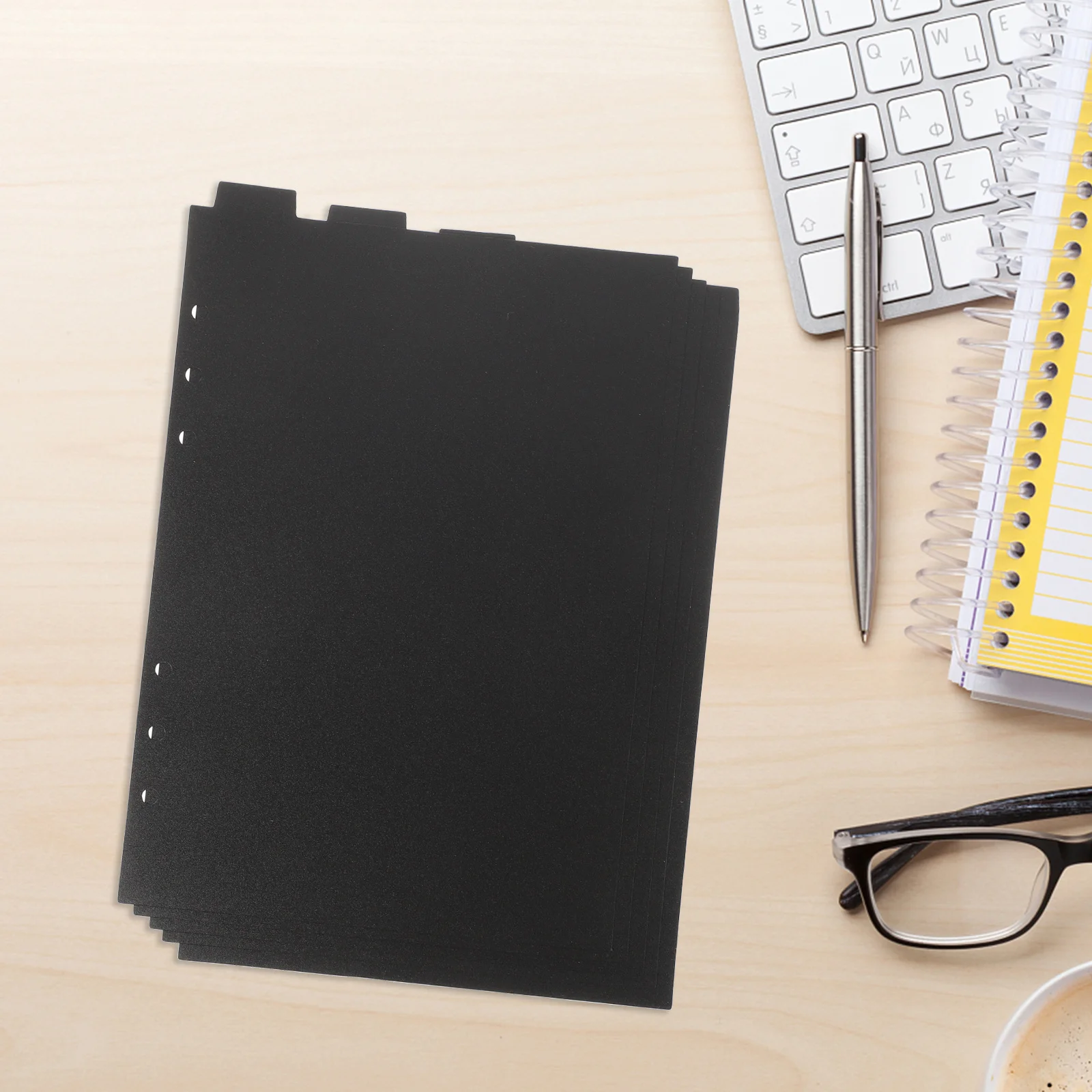 

5Pcs A5 Black Binder Dividers with Tabs Heavy Duty Divider for 6 Ring Binder Planner Notebook File Organization Tool