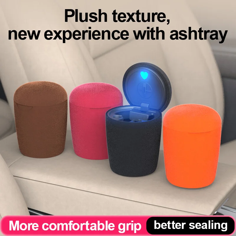 

Fur-lined Car Ashtray with Multi-Function Flip Cover, Anti-Spillover, Practical & Premium for Vehicle Use