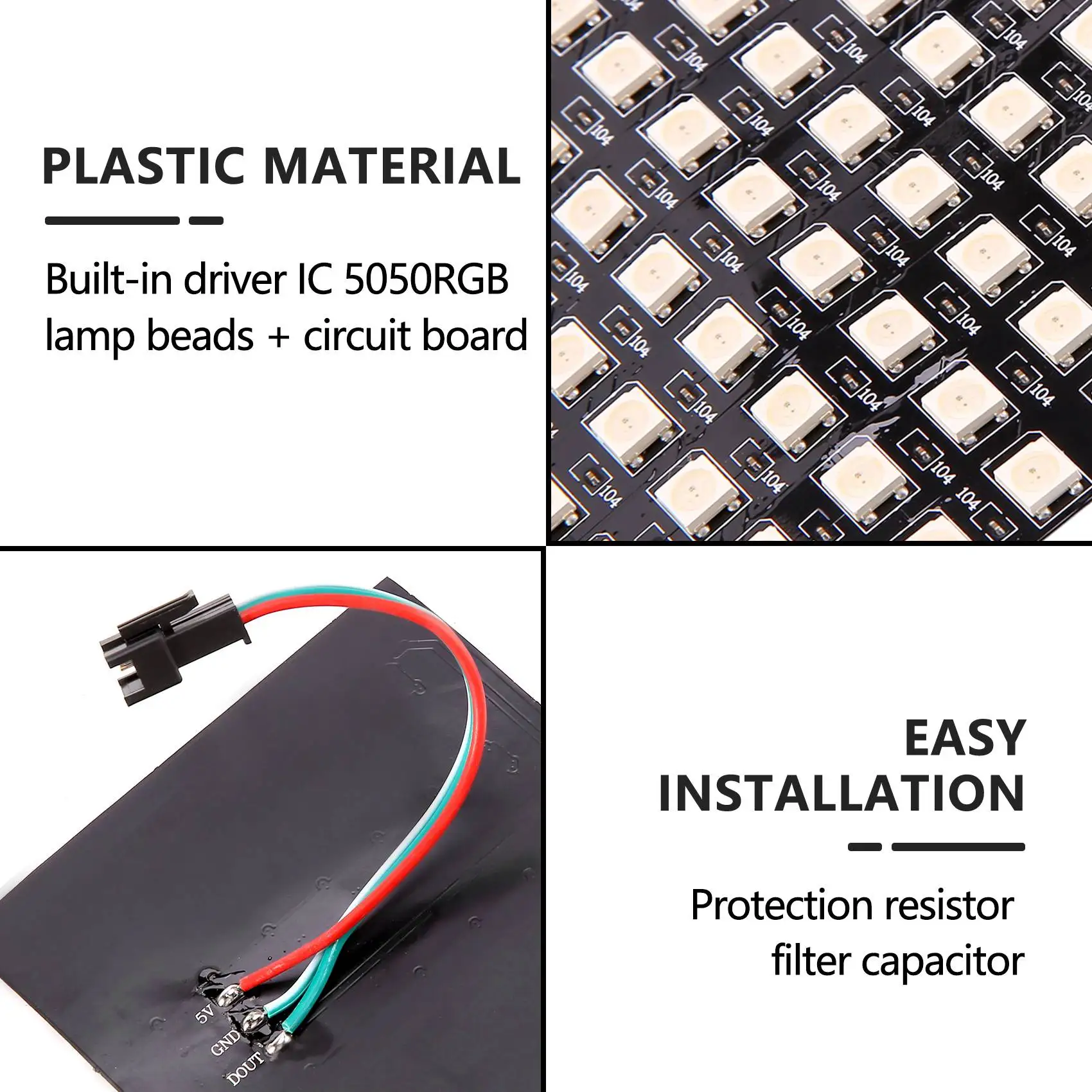 Светодиодная матричная панель A72T, WS2812B RGB 832 пикселей, цифровая гибкая точечная матрица, индивидуально адресуемый светодиодный экран